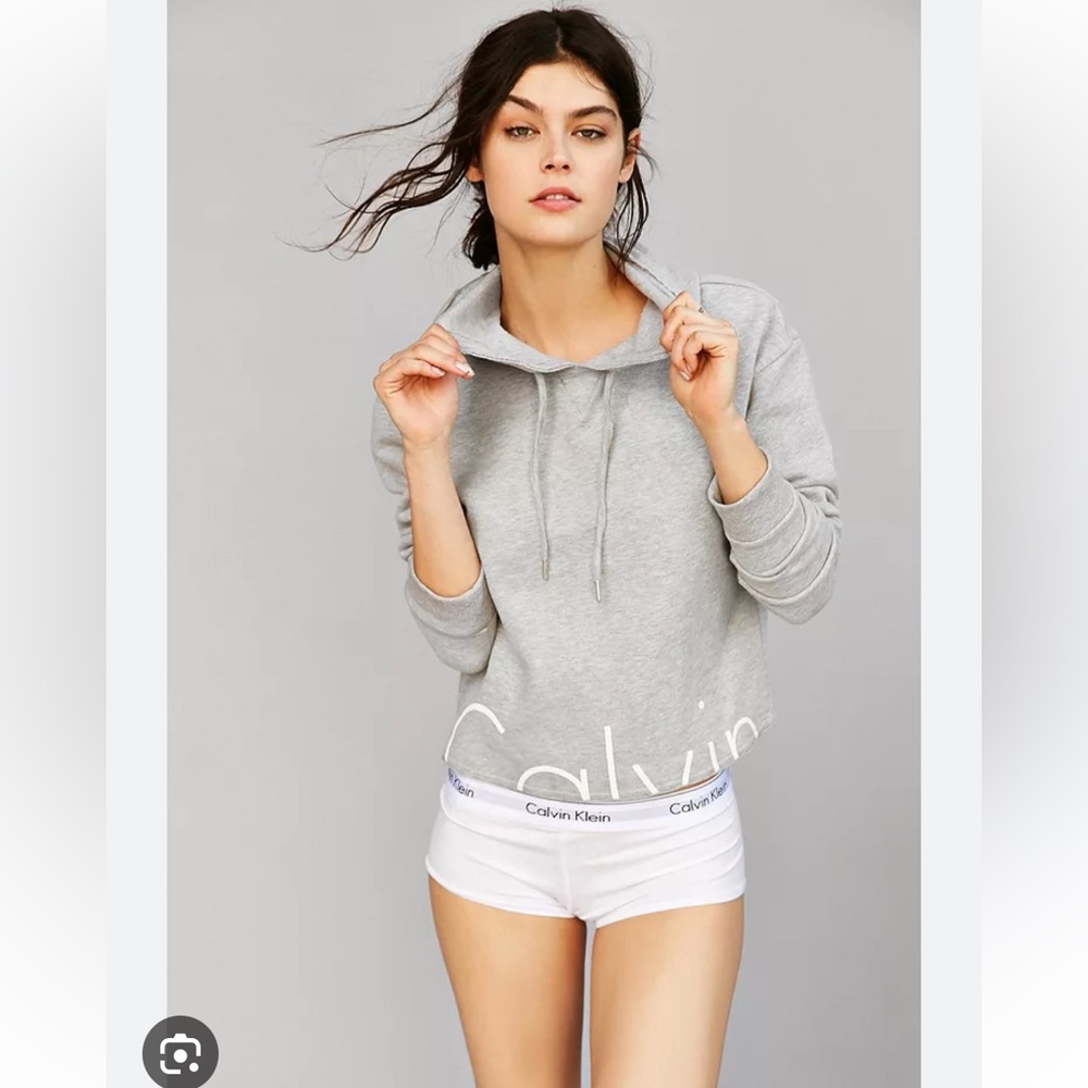 Calvin Klein Modern Cropped Grey Hoodie. Used like New. Size XS.Super Cool piece